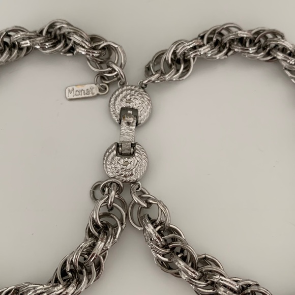 Monet double loop silver tone chain bracelet - Picture 3 of 9